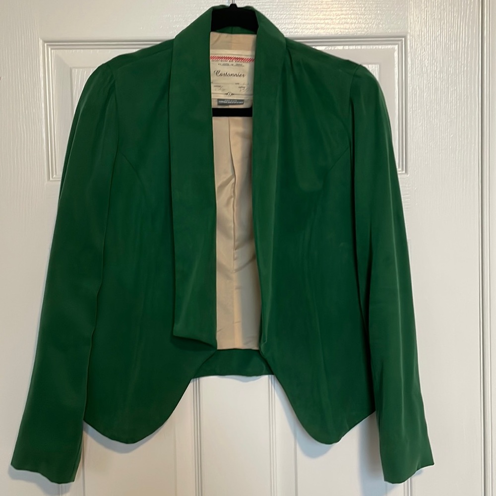 Anthropologie green draped lapel blazer